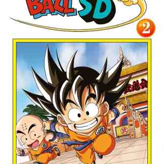 Immagine della copertina di Dragon Ball SD, personaggi Goku e Krillin in movimento, stile manga, avventure di Dragon Ball.