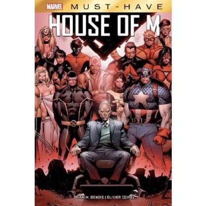 Supereroi Marvel in primo piano, protagonisti del fumetto House of M, anime e personaggi Marvel.