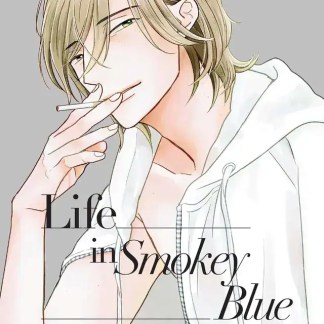 Ragazza manga con capelli biondi, abbigliamento casual, che fuma una sigaretta. Stile artistico giapponese, copertina di manga romantico.