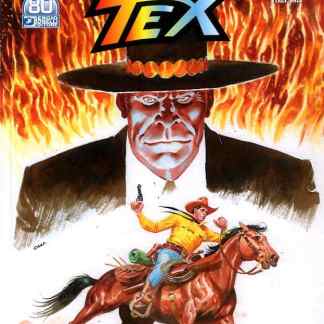 Fumetto Western con cowboy e pistolero, copertina colorata, stile vintage.