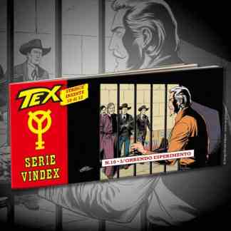 Dettaglio copertina fumetto Tex serie vindex con sbarre e personaggi western.