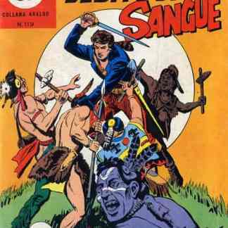 Fumetto "Debito di Sangue" con scene di combattimento e personaggi storici. Perfetto per collezionisti di fumetti vintage italiani.