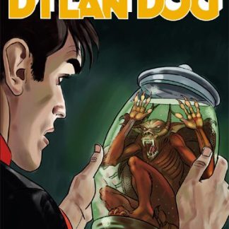 Mostro di Dylan Dog in un barattolo, stile horror e fumetto, protagonista di "Il Piccolo Diavolo".