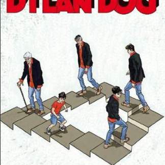 Alt: Copertina di Dylan Dog, fumetto italiano, con personaggi iconici e stile distintivo.