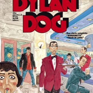 Illustrazione fumetto Dylan Dog, scena in caffetteria, personaggi dettagliati, stile comic.