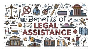 Do I need an estate attorney illustration showing legal assistance benefits, including courthouse, scales of justice, gavel, and documents representing estate planning support.
