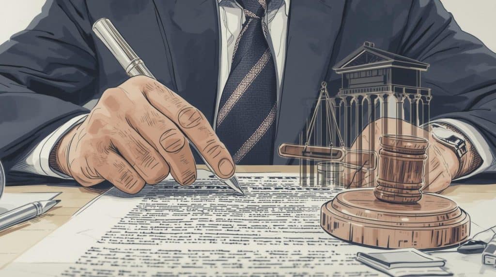 Utilize Expertise without Initial Cost: Real Estate Lawyer Free Consultation 3 Real estate lawyer reviewing property contract documents during a free consultation, symbolizing expert legal advice for real estate transactions.