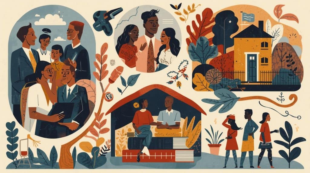 Collage of families, housing, and education scenes showing how civil rights lawyers handle discrimination claims.