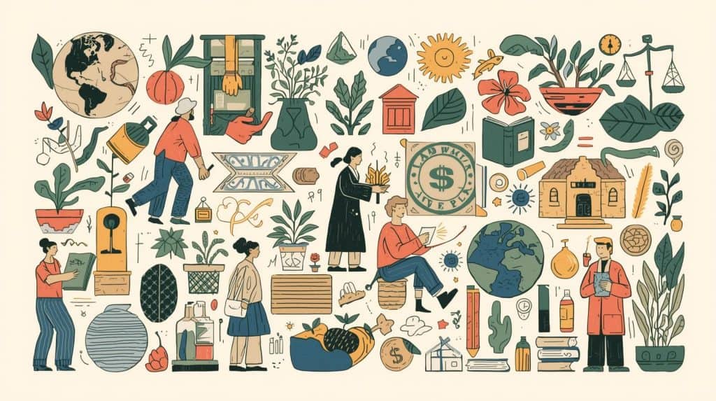 Environmental lawyer analyzing salary trends by location and field, surrounded by sustainability symbols and legal elements — how much do environmental lawyers make.