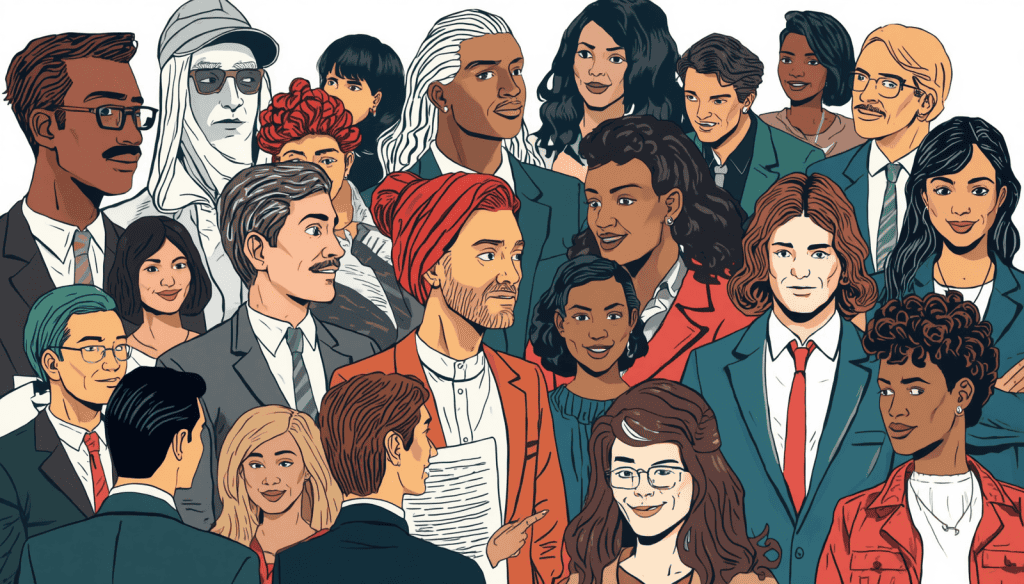 Civil Rights Issues That May Qualify for Free or No Upfront Legal Help Diverse group of people and legal professionals gathered closely, with one person holding documents.