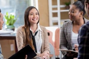 woman happily taking up international law internships