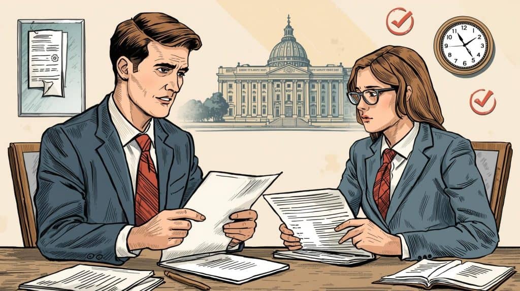 Car accident lawyer reviewing insurance paperwork and claim deadlines after a crash.