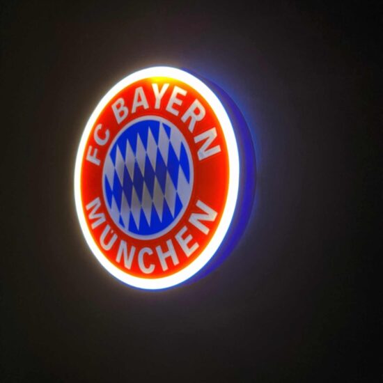 FC Bayern München LED-Leuchtschild, rund, 23 cm, Batterie oder USB