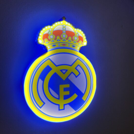 Real Madrid LED-Lampe Wanddeko mit Logo – Fan Geschenk