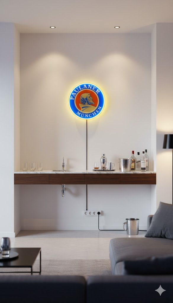 Paulaner München LED-Leuchtschild – Bier Lampe 23cm / 34cm – mit Batterie oder USB – Bar Deko, Geschenkidee – Bild 8