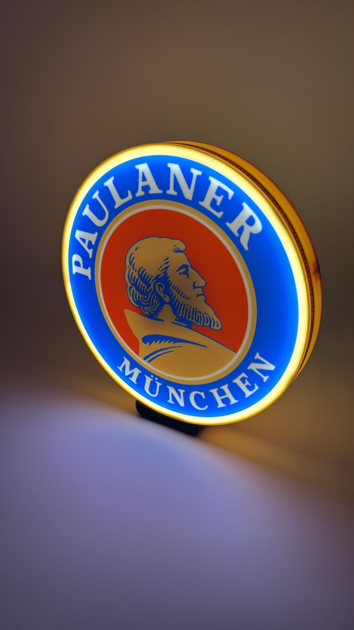 Paulaner München LED-Leuchtschild – Bier Lampe 23cm / 34cm – mit Batterie oder USB – Bar Deko, Geschenkidee – Bild 2