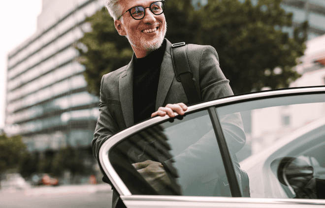 Man getting out of a car