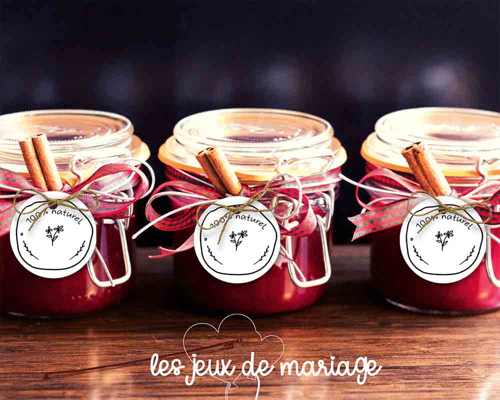 étiquette ronde fleur pour cadeaux invités mariage