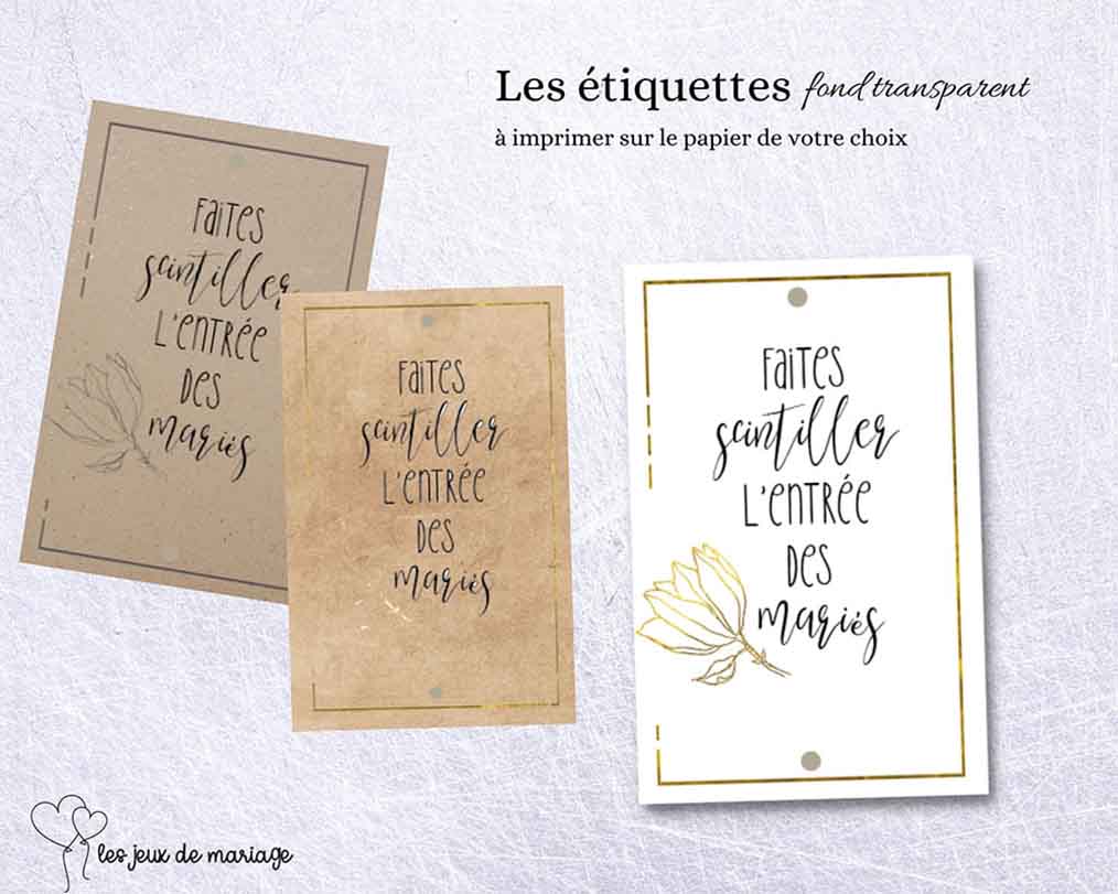etiquettes pour cierges magiques mariage