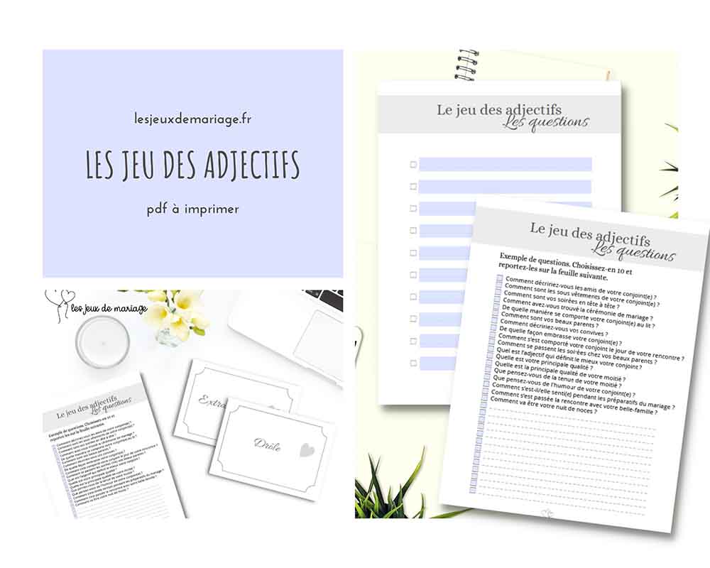 jeu adjectifs mariage