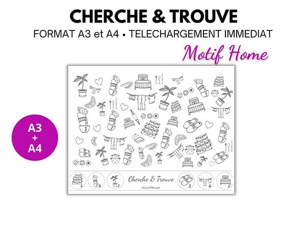 Un jeu de mariage Cherche-Trouve motifs Home (maison) pour occuper les enfants pendant le mariage
