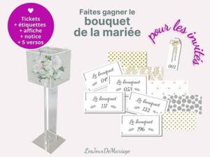 Tickets à imprimer pour organiser une tombola et gagner le bouquet de la mariée