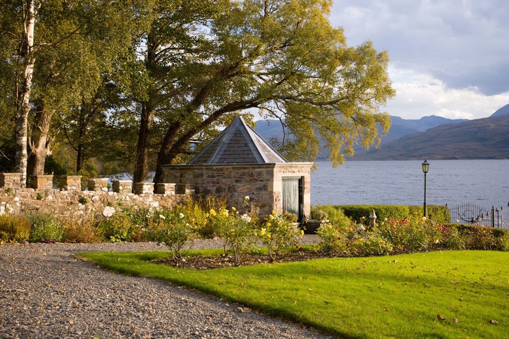 Front garden of Letterewe Lodge