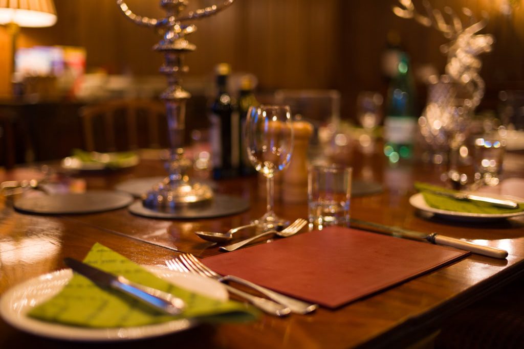 Dining table is set