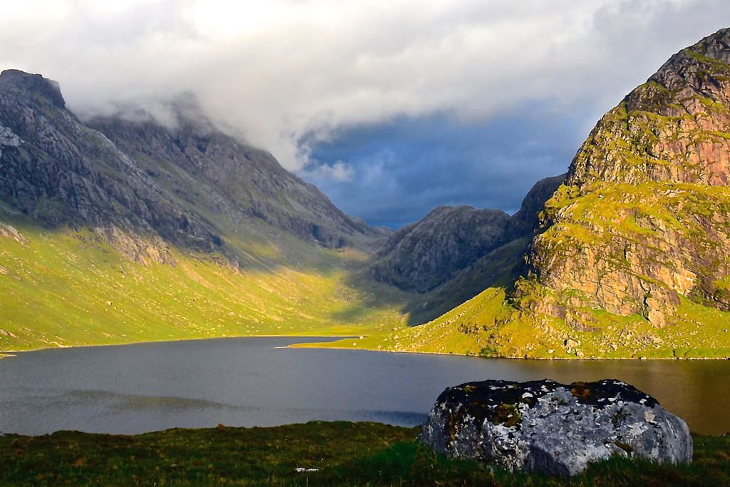 View on Fionn Loch from Carnmore self-catering lodge