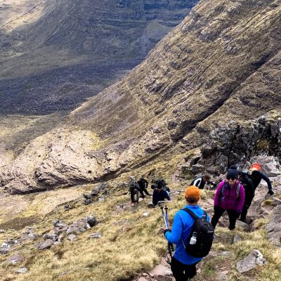 Guided mountain walkings near Loch Garbhaig and Slioch mountain