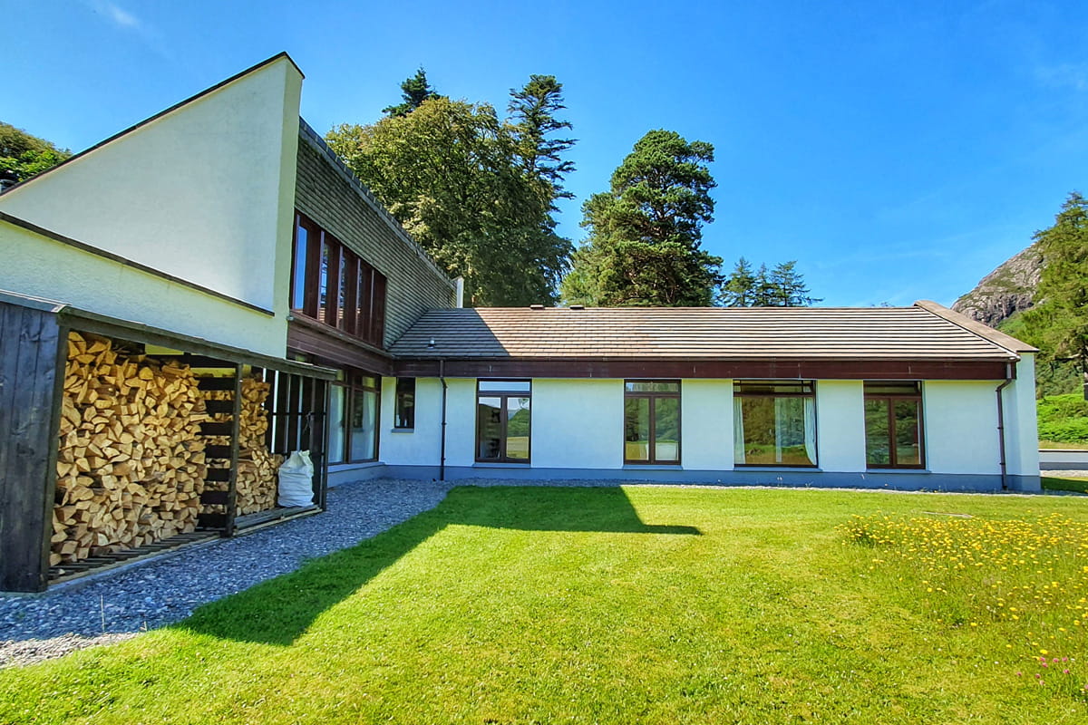 Rustic hunting lodge by Loch Maree near Ross Shire Scotland
