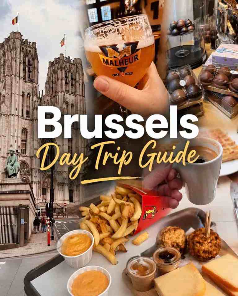 Brussels travel guide with food, drinks, and landmarks.