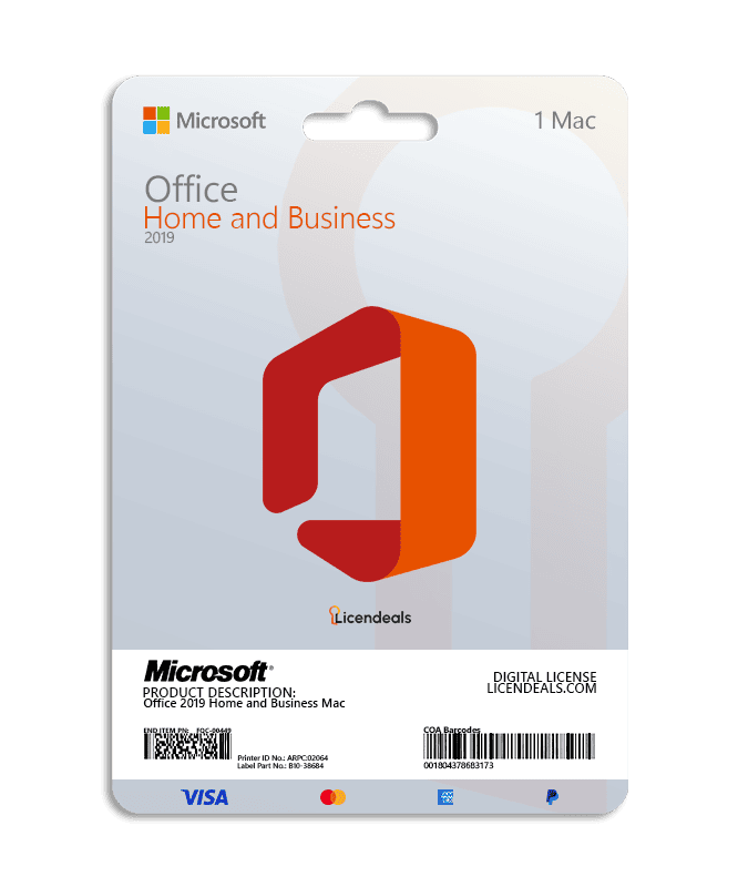 Office 2019 Home and Business Mac software license for Mac computers.