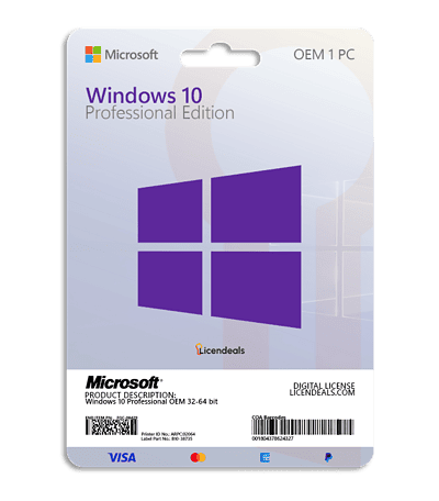 OEM Windows 10 Pro license for PC activation.
