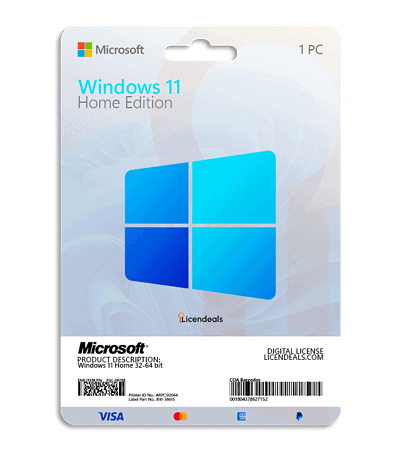 Windows 11 Home digital license for PC activation.