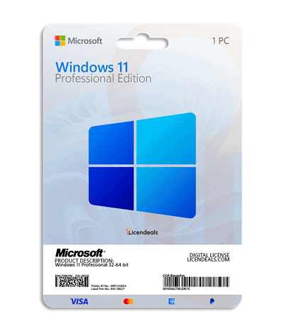 Windows 11 Pro license card for Microsoft software activation.
