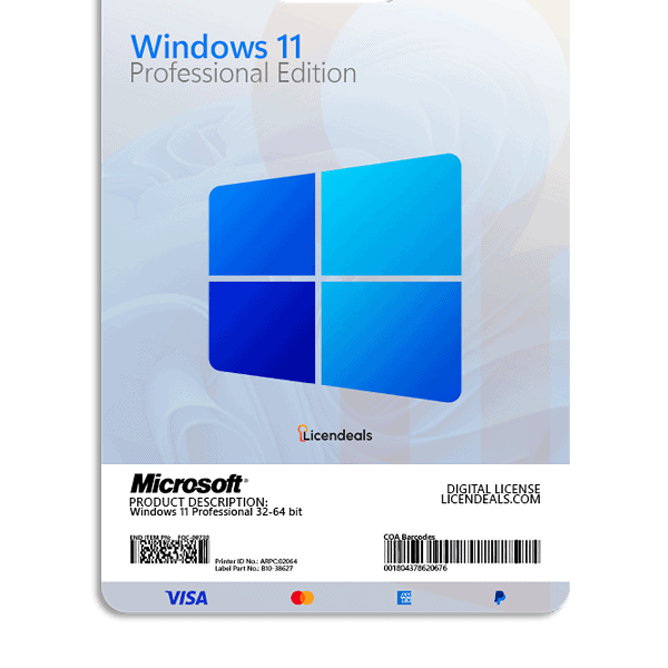 Windows 11 Pro license card for Microsoft software activation.