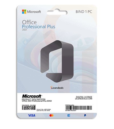 Office 2021 Professional Plus BIND software license card.