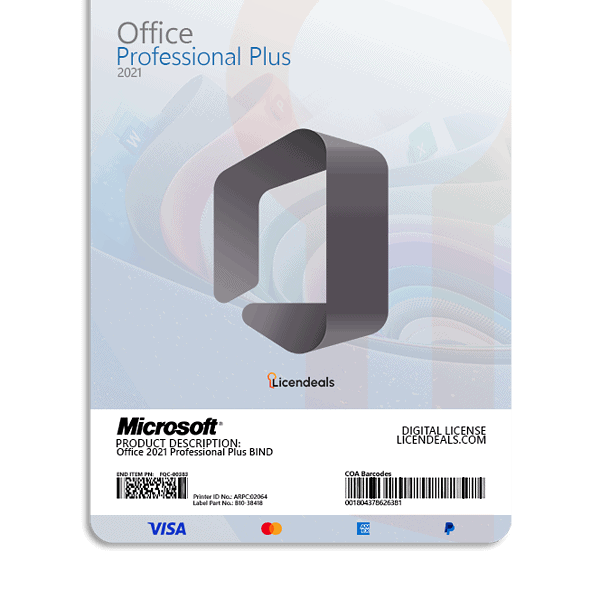 Office 2021 Professional Plus BIND software license card.