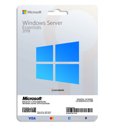 Windows Server 2019 Essentials license for small business servers.