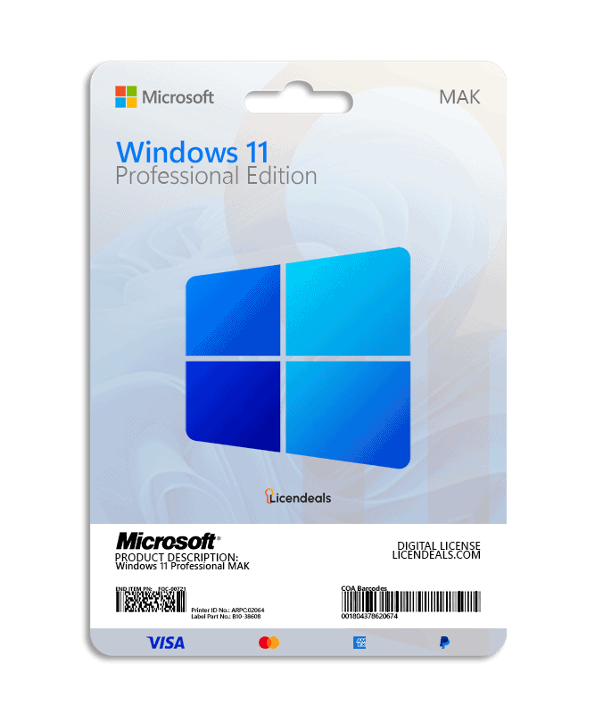 Windows 11 Professional MAK License Card Windows 11 Pro MAK license card for digital activation.