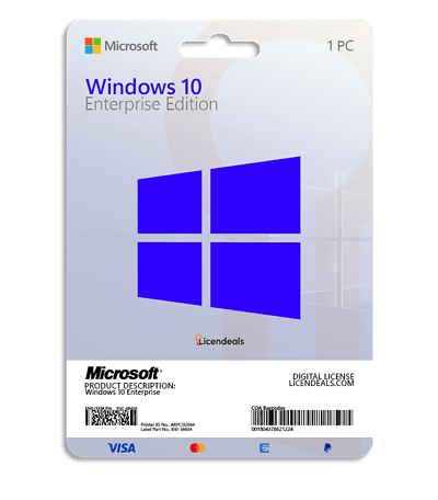 Windows 10 Enterprise digital license card for business use.