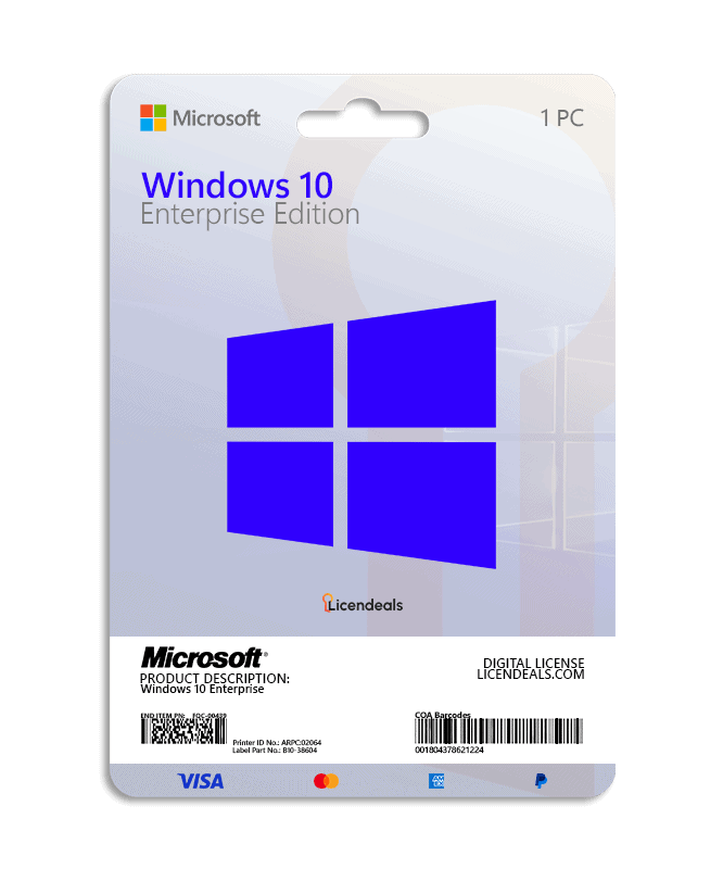 Windows 10 Enterprise License Card Windows 10 Enterprise digital license card for business use.