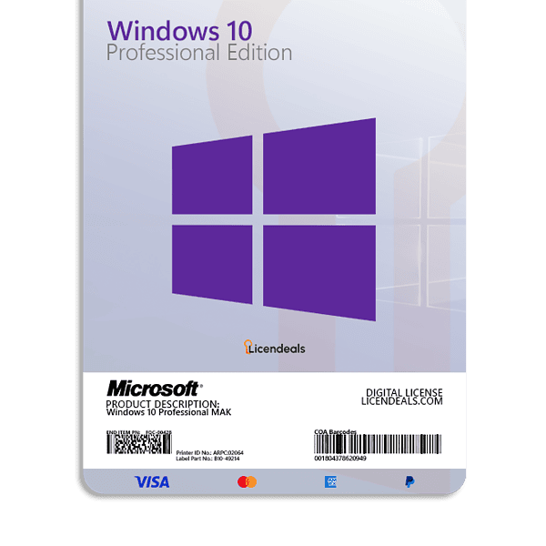 MAK Windows 10 Pro license for business use.