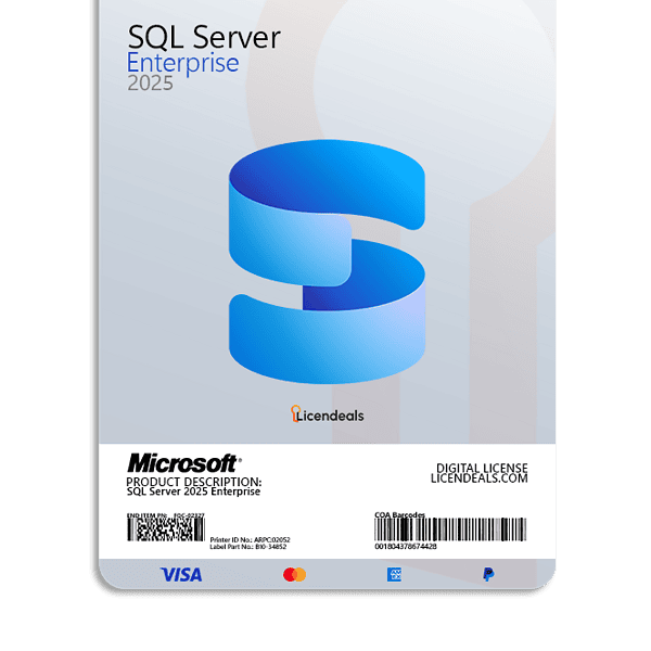 SQL Server 2025 Enterprise software license for database management.