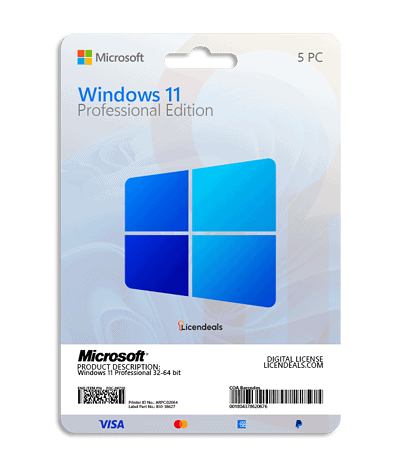 Windows 11 Professional 5PC license for instant digital download.