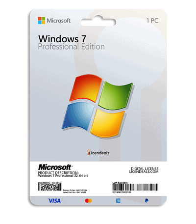Windows 7 Professional license for PC activation.