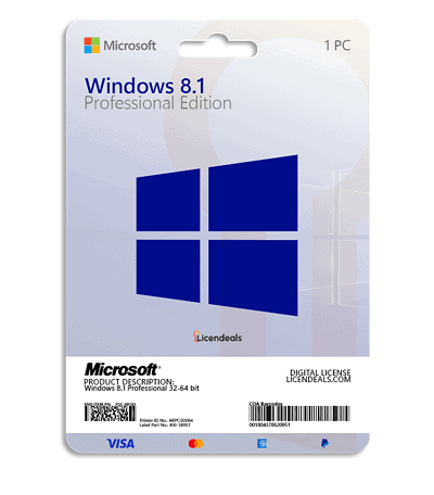Windows 8.1 Professional license for PC activation.