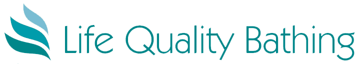 Life Quality Bathing feathers and text logo