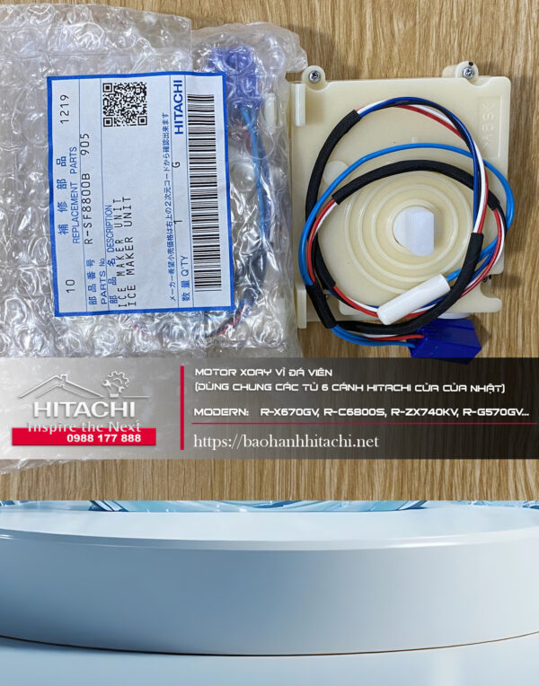 Motor xoay vỉ đá viên dùng chung các đời tủ lạnh Hitachi 6 cánh nhật Modern R-X670GV, R-C6800S, R-ZX740KV, R-G570GV...